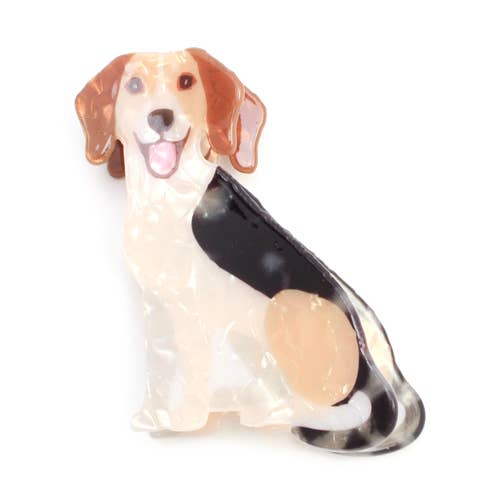 Pearlescent dog shaped hair clamp 8cm for wholesale by Inca UK