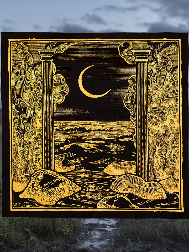 The Somnia Tarot Altar Cloth - "The Priestess" Black or Teal for wholesale by The Somnia Tarot by Nicolas Bruno