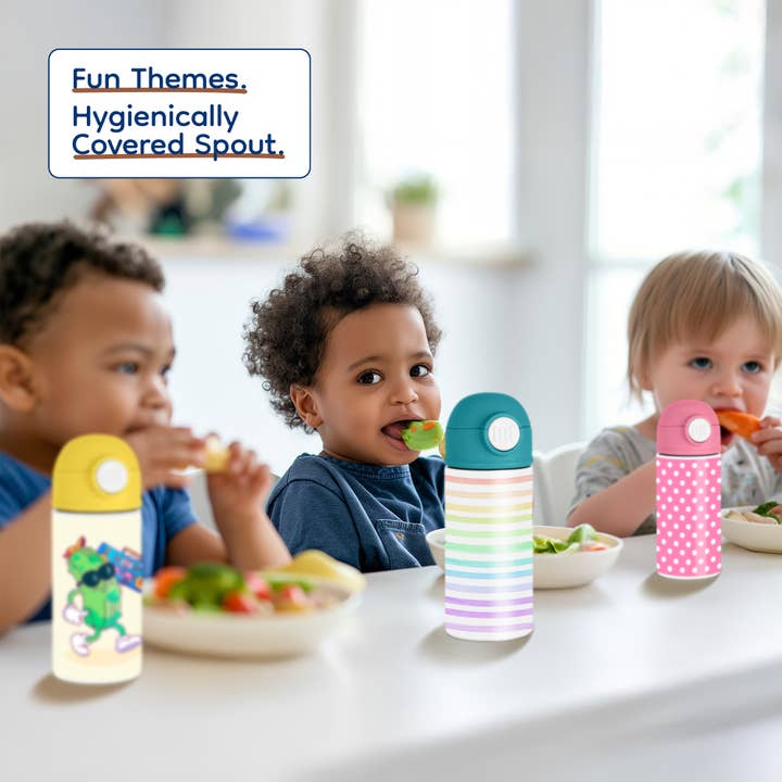 3dRose - Wholesale Water Bottle - 3dRose, Pretty Pastel Rainbow Image Of Watercolor Stripes, Kids Water Bottle4