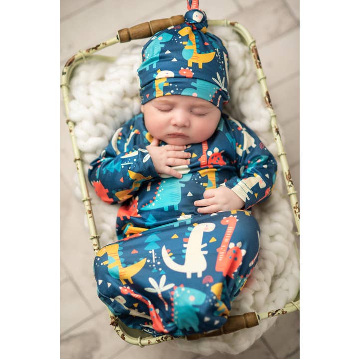 Adorable Sweetness - Wholesale Babygown Set - Baby - Dino Baby Gown and Hat Set