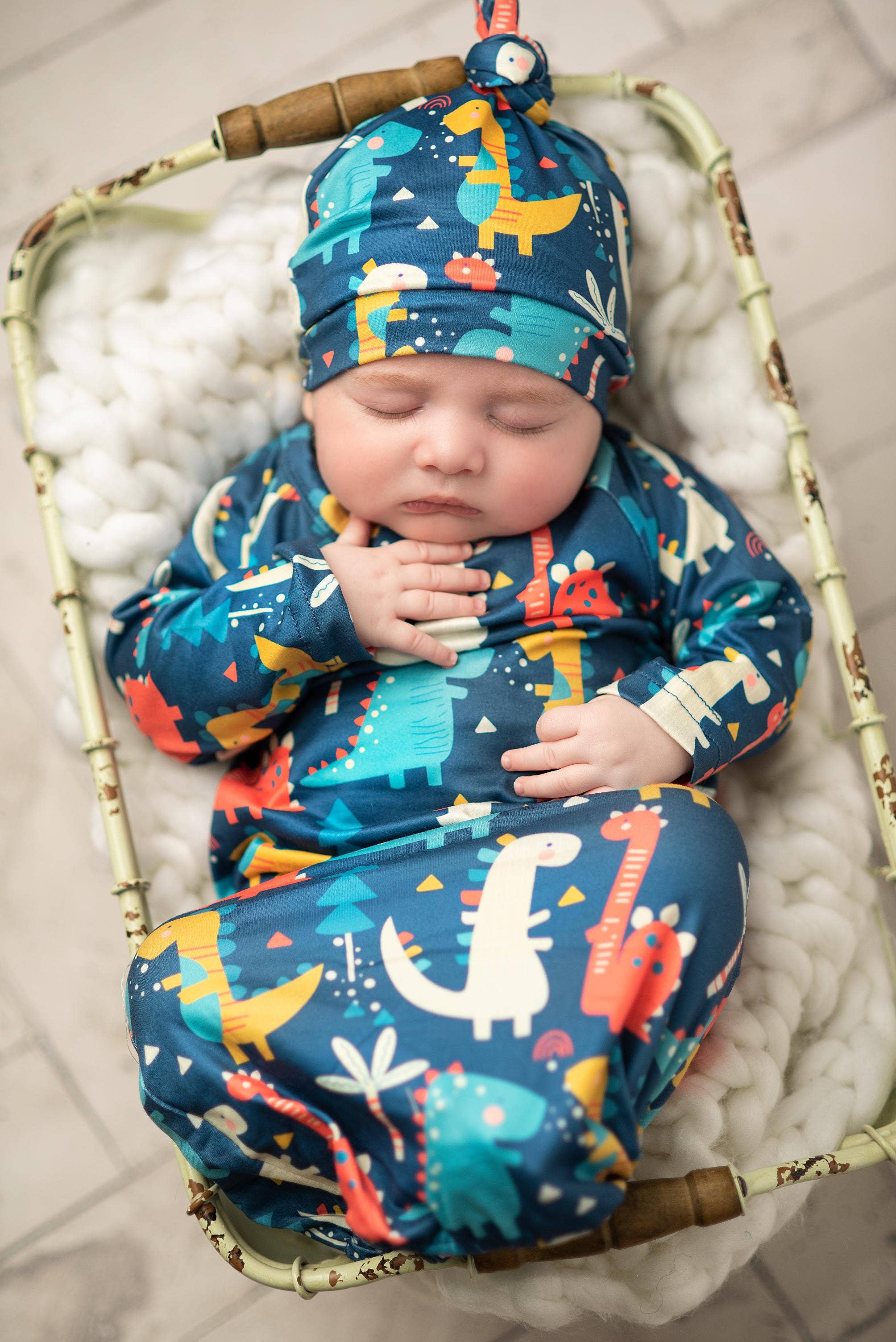 Adorable Sweetness - Wholesale Babygown Set - Baby - Infant Dino Baby Gown and Hat Set