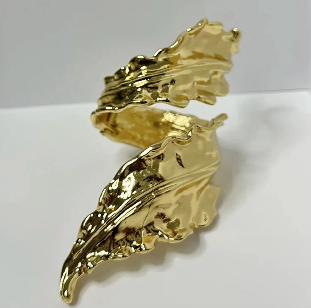 HoopLa - Wholesale Cuff Bracelet - Leaf Bracelet- Hinged- Stainless Steel - Cuff -Arm Band5