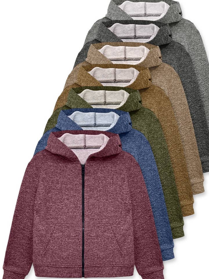 BFJ-N26-55041B Boy's Fleece Hoodie Jacket w/ Full Zip for wholesale by Cutie Patootie Clothing