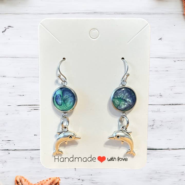 Hand Painted Drop Earrings Beach Theme for wholesale by Three Dandelion Wishes