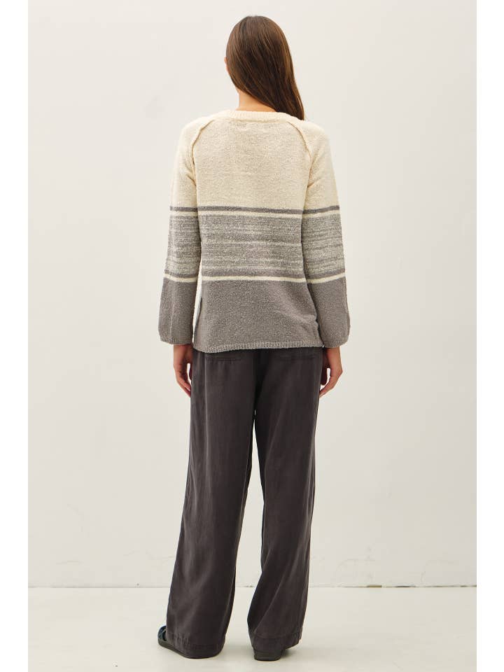 Be Cool - Wholesale Knit Sweater - Women's - SOFT FLUFFY SWEATER WITH STRIPE GRADIENT DESIGN 4