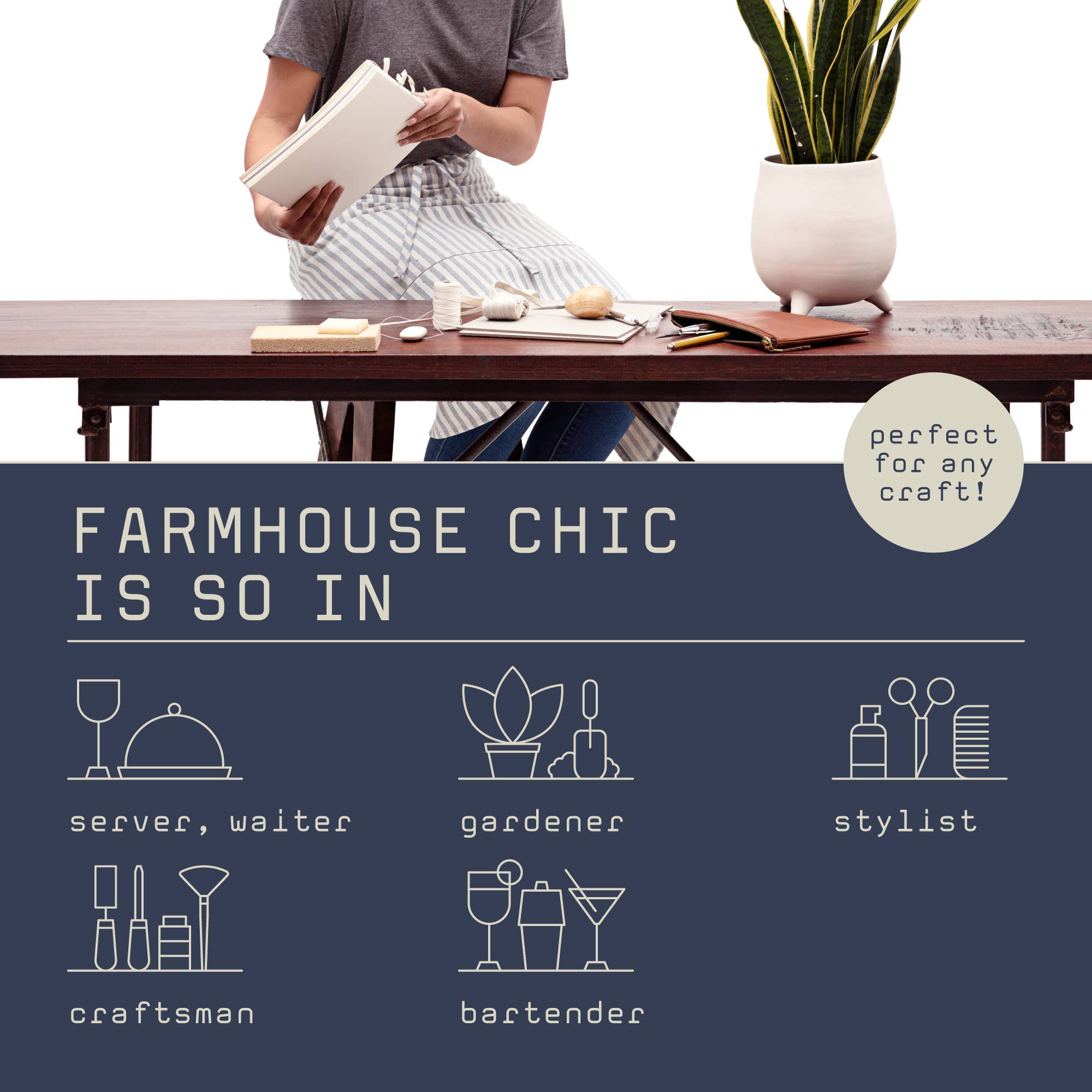 MEEMA - Wholesale Apron - Striped Cotton Bistro Apron – Server, Barista & FOH Use8