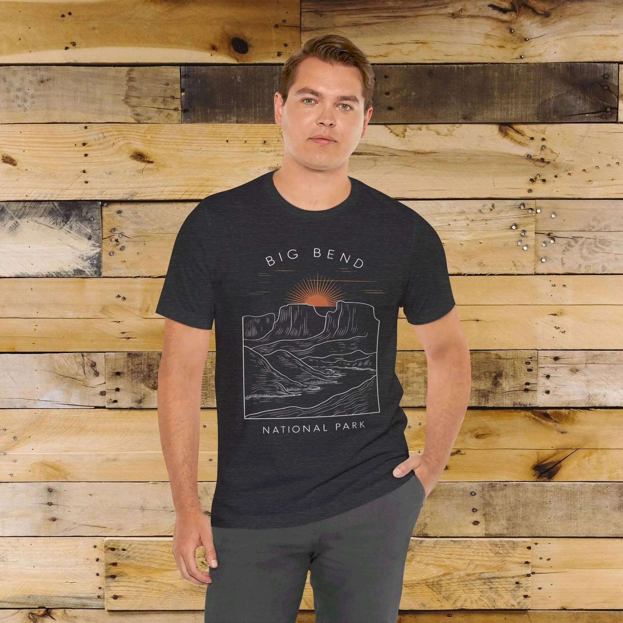 Parks Apparel - Wholesale Screen Printed T-Shirt - Unisex - Big Bend National Park Unisex Fit Soft T-Shirt Sunrise Curving River3