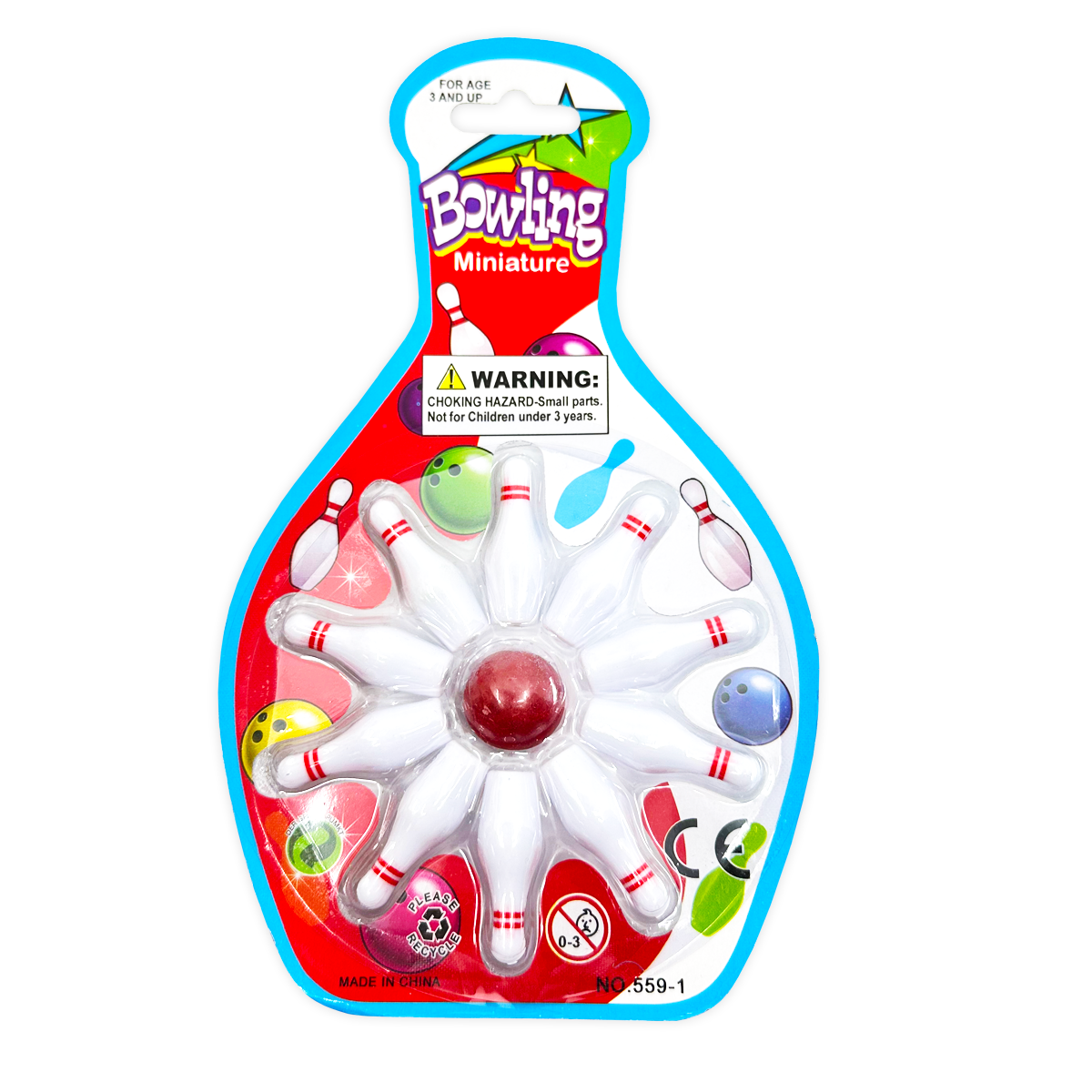Novelty Brands - Wholesale Retailer Display - Kids & Baby - Toy Mini Bowling Game Carded - 12/Display2