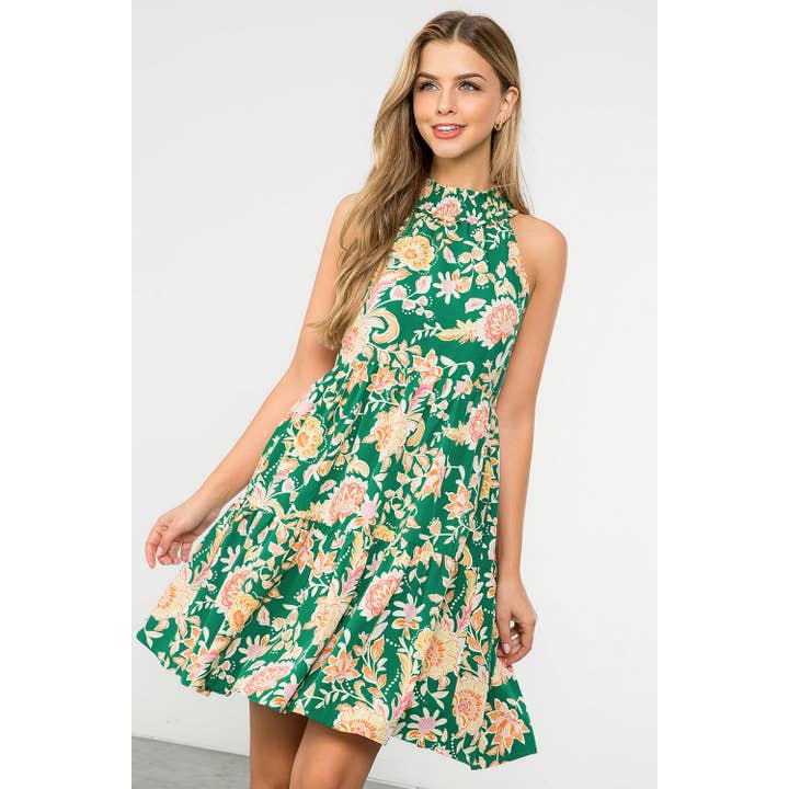 Halter Flower Print Midi Dress for wholesale by THML