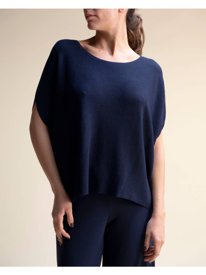 Lèmme - Venta al por mayor Jersey corto de punto - Mujer - Poncho Kimono sin Mangas en Mezcla de Viscosa – Tejido 3D