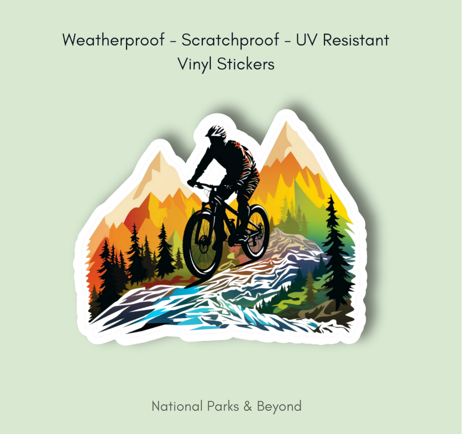 National Parks and Beyond - Wholesale Sticker - Mountain Biking Adventure Sticker - Transparent/Opaque Vinyl1
