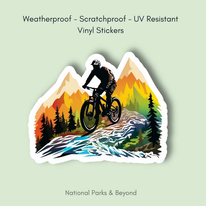 National Parks and Beyond - Wholesale Sticker - Mountain Biking Adventure Sticker - Transparent/Opaque Vinyl1