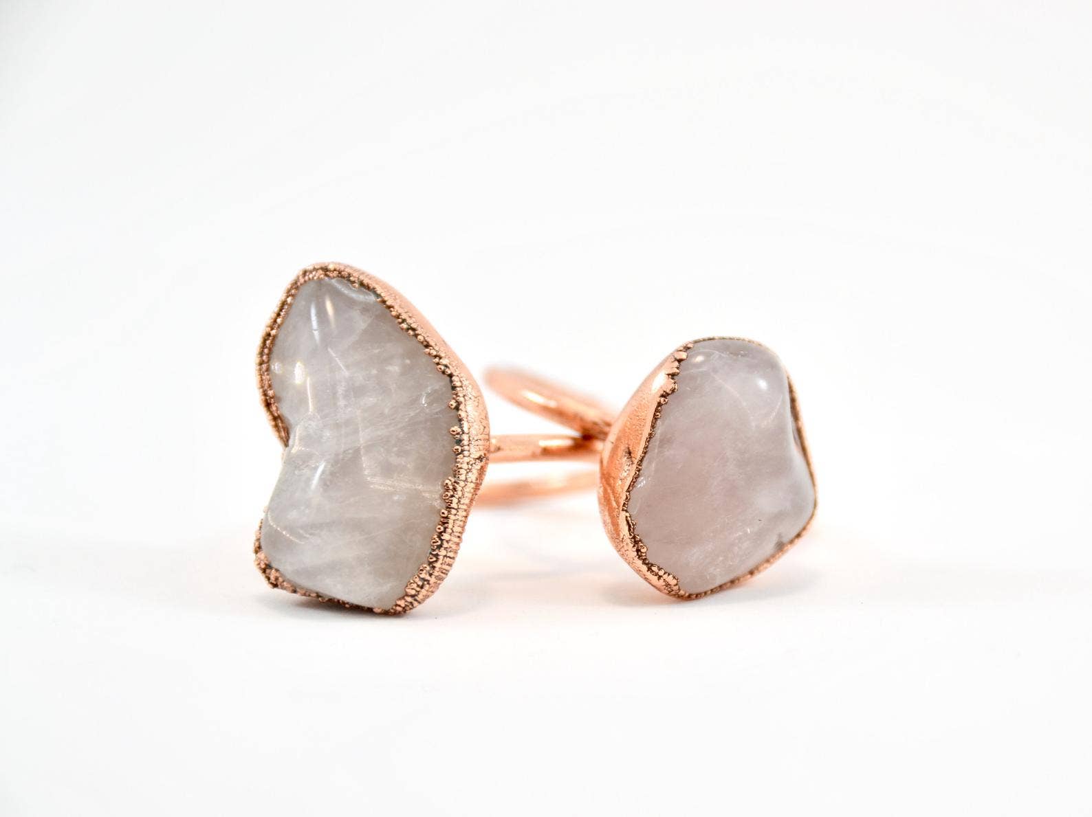 Daddy Daughter Jewelry – Großhandel Cocktail-/Statement-Ring – Rosenquarz-Kupferring | Ring aus rosa Quarz8