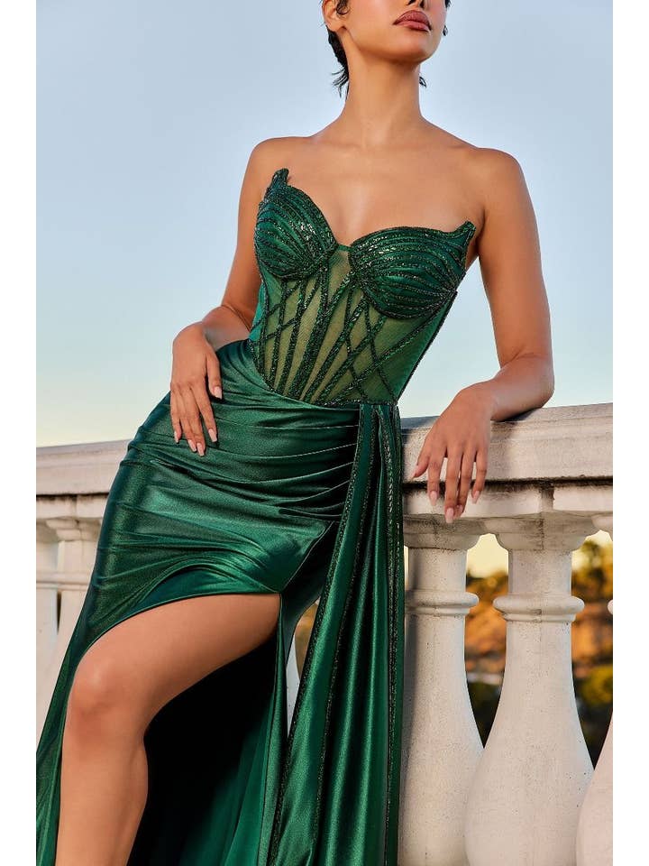 Tux-USA® - Wholesale Gown - Women's - Strapless Crystal Satin Gown