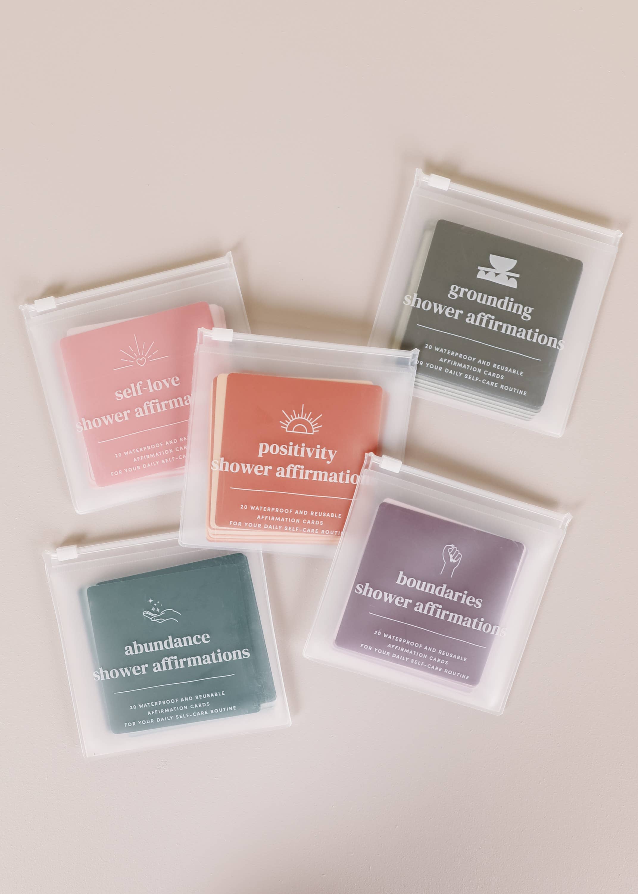 JaxKelly – Großhandel Briefpapier-/Postkarten-Set – Dusch-Affirmation™ Anzeigekarten - Grenzen9