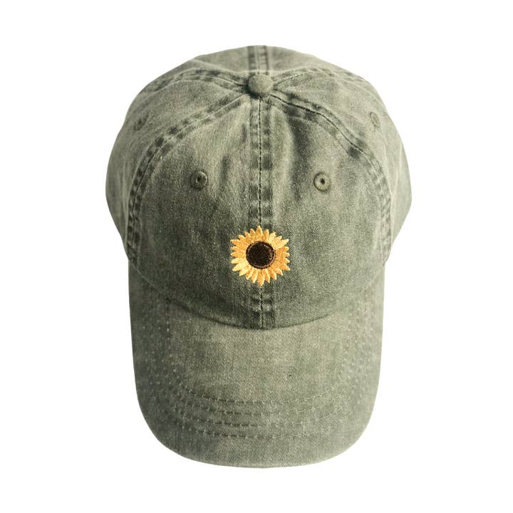 Threads By Gram - Wholesale Baseball Cap - Women's - Green Sunflower Hat0