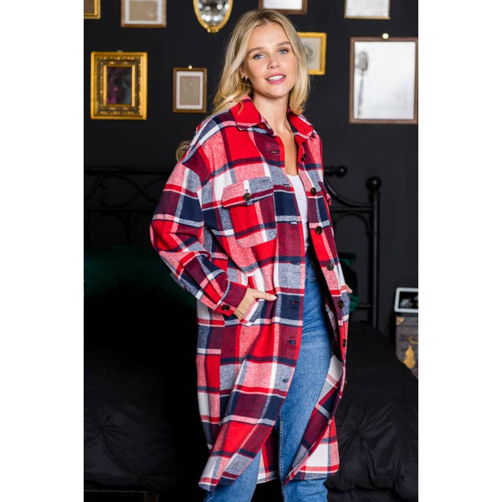 CASACO LONGO CASUAL XADREZ por atacado de Winsome Apparel