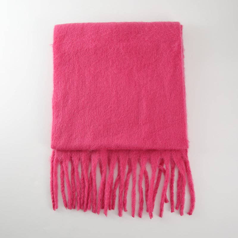 Dipped Shop - Wholesale Scarf - Women's - 2+ Solid Color Tassel Mohair Scarves DPKS10024
