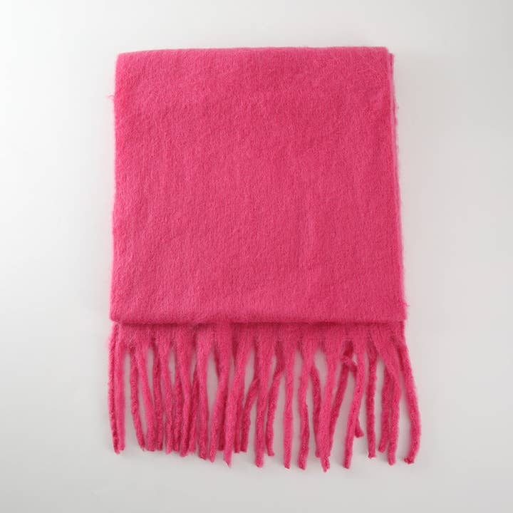 Dipped Shop - Wholesale Scarf - Women's - 2+ Solid Color Tassel Mohair Scarves DPKS10024