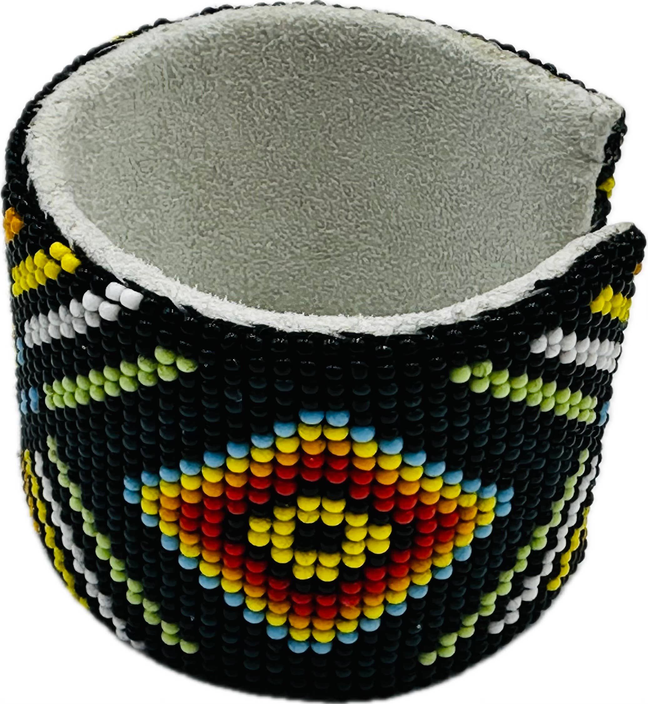 BEADS CORNER - Wholesale Cuff Bracelet - Handmade beaded Black Multicolored leather cuff bracelet3