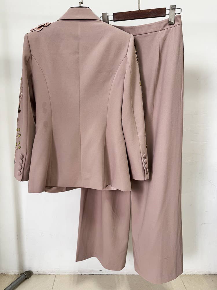 Farbe als Bilder SET77Y handgefertigtes Set aus floraler Perlenjacke und weit geschnittenen Hosen für den Großhandel auf Faire1