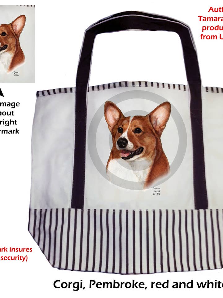 Dog Tote Bag - Corgi Pembroke Red & White Tote for wholesale by Pet Gifts USA, LLC
