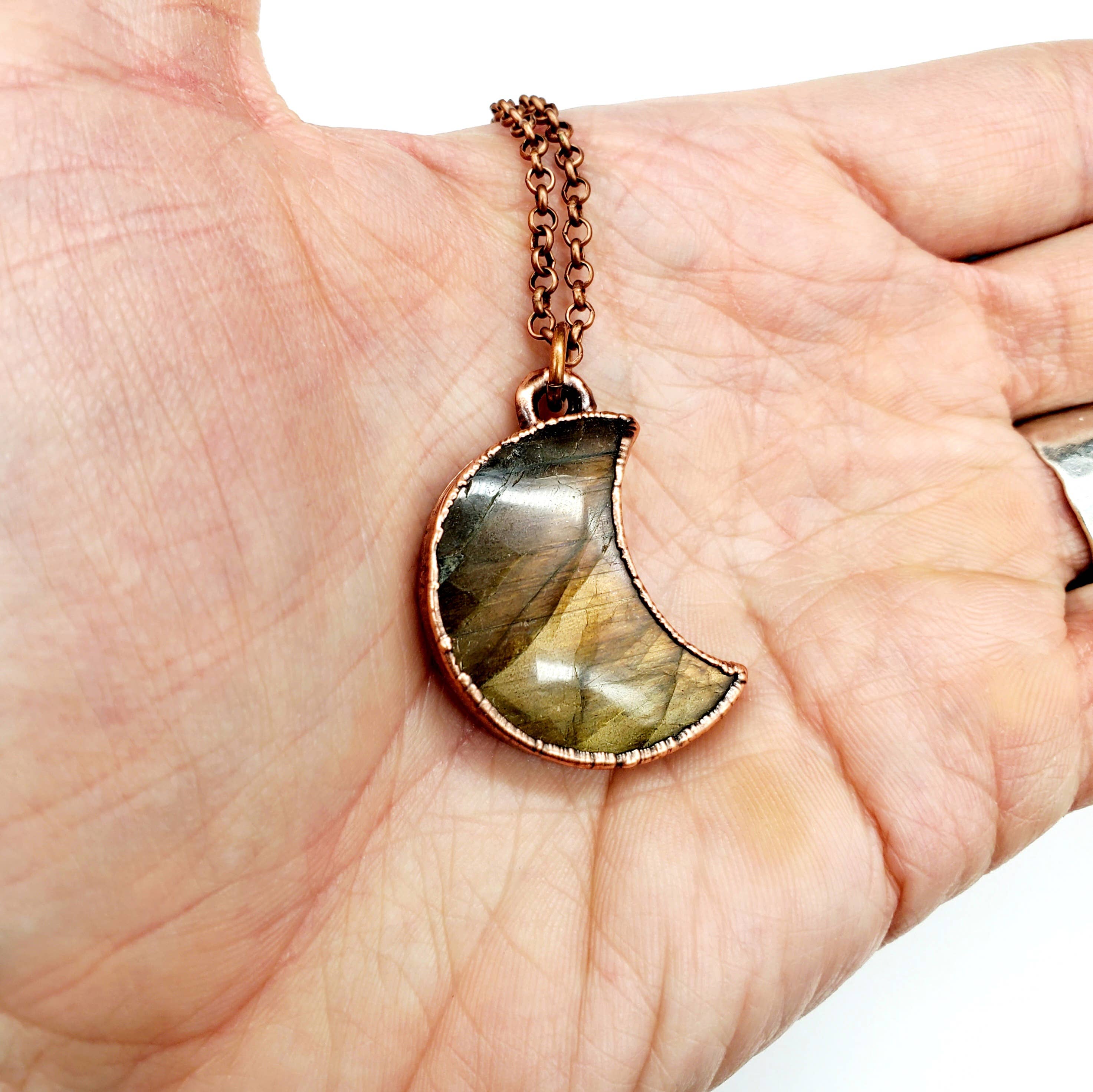 MergingMetals - Wholesale Pendant/Charm Necklace - Labradorite Crescent Moon Necklace4