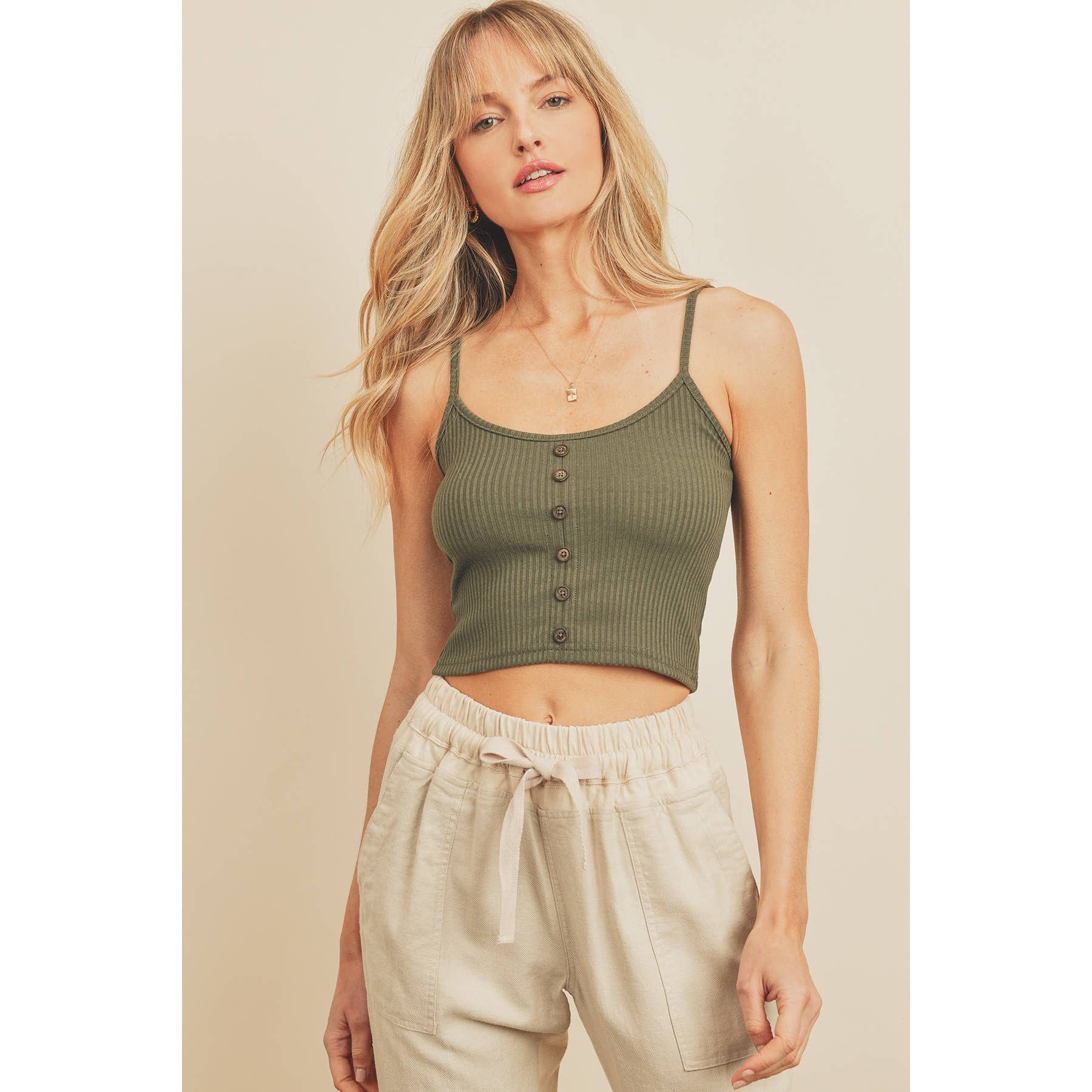 Dress Forum – Top de malha - Mulher por atacado – Top recortado com nervuras frontal com botão FT470836