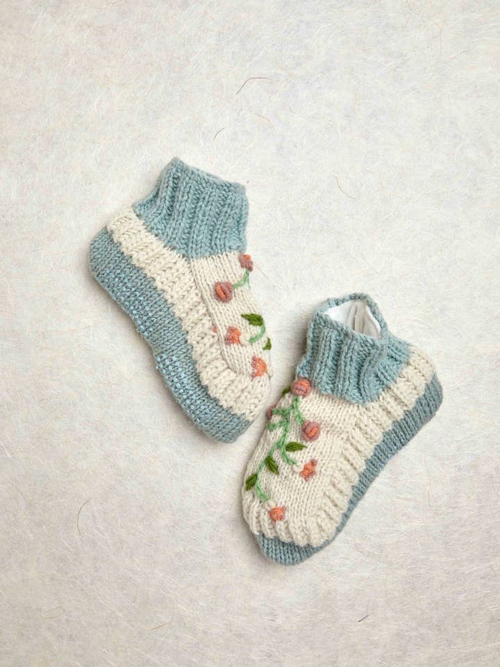By Many Hands - Wholesale Slippers - Women's - Flora Sage Knit Slippers