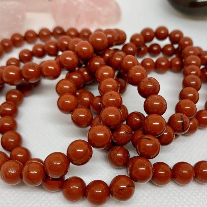 Bracelet de 8 mm en jaspe rouge naturel pour guérir les chakras de la racine pour la vente par Proverbs31xAlysa