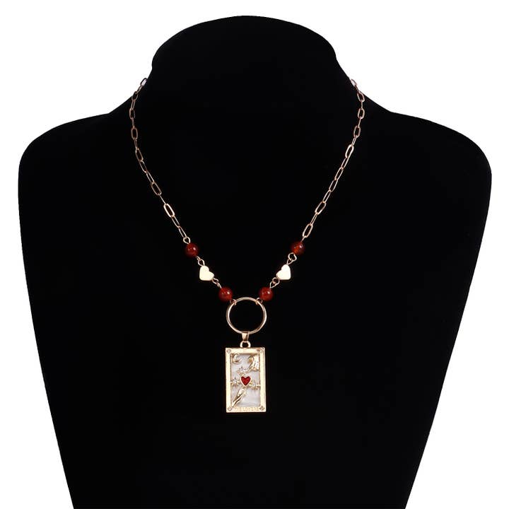 Gemscape UK - Vente Colliers à pendentif - Collier Perlé à Motif Tarot avec Cristal - Bijou Tendance5