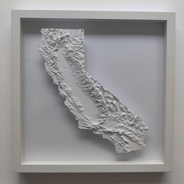 Micropolitan - Vente Décoration murale - Carte topographique 3D de la Californie | Art mural encadré