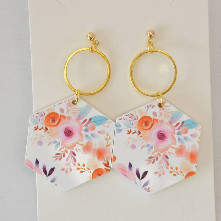 Pendientes florales, pendientes de flores de verano, pendientes de acrílico para venta al por mayor de The Adorned Fox