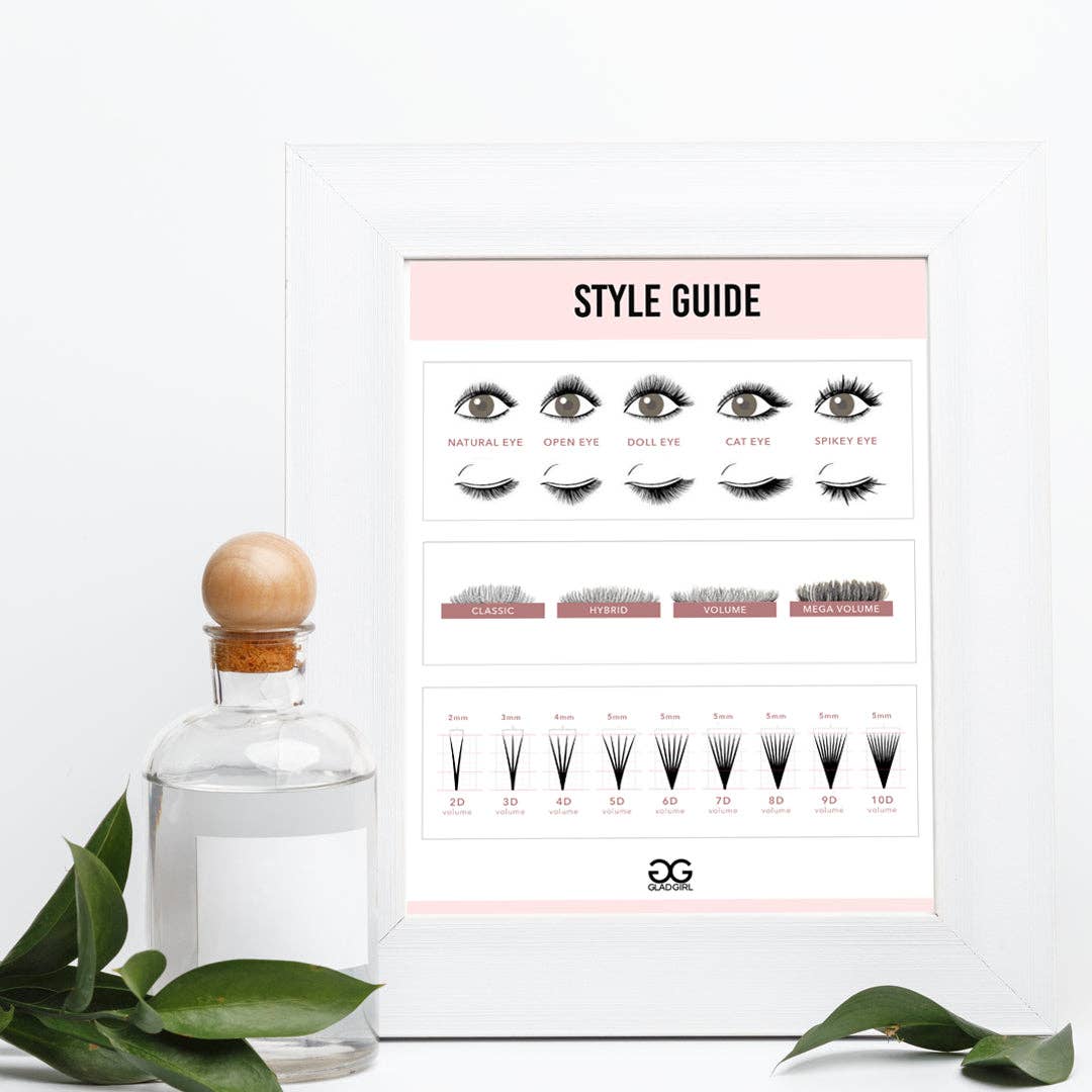 GladGirl - Wholesale Poster - Lash Style Guide Poster 8.5" x 11"1