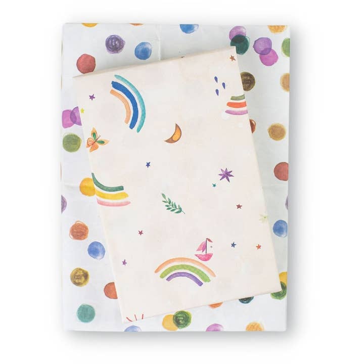 Wrappily Eco Gift Wrap Co. - Wholesale Flat Wrap - Rainbow Sails/ Dots • Double-Sided Eco Wrap for Kids & Baby3