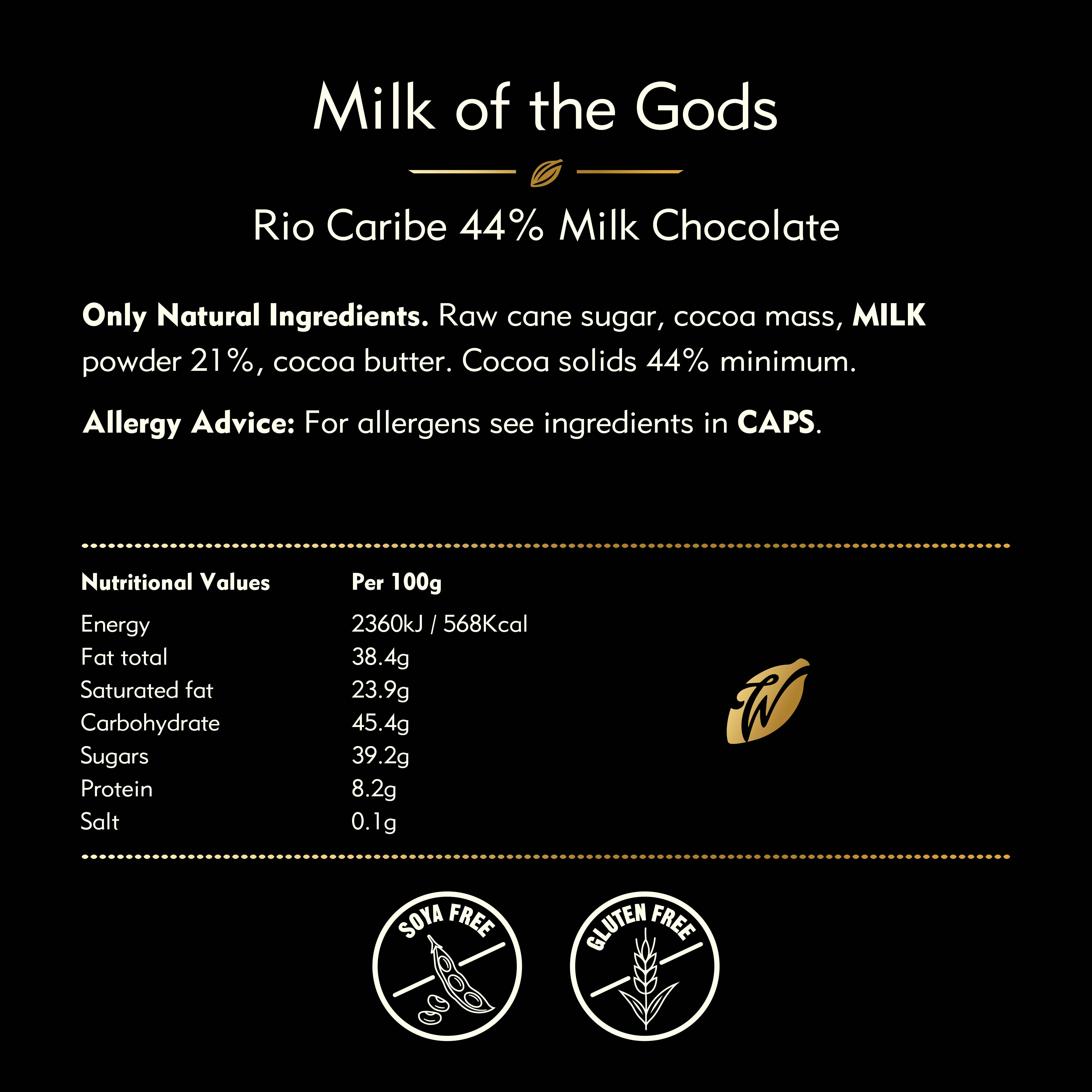 Willie's Cacao - Vente Barre chocolatée - Milk of the Gods - Chocolat au lait 44 % Rio Caribe, tablette de 26 g3