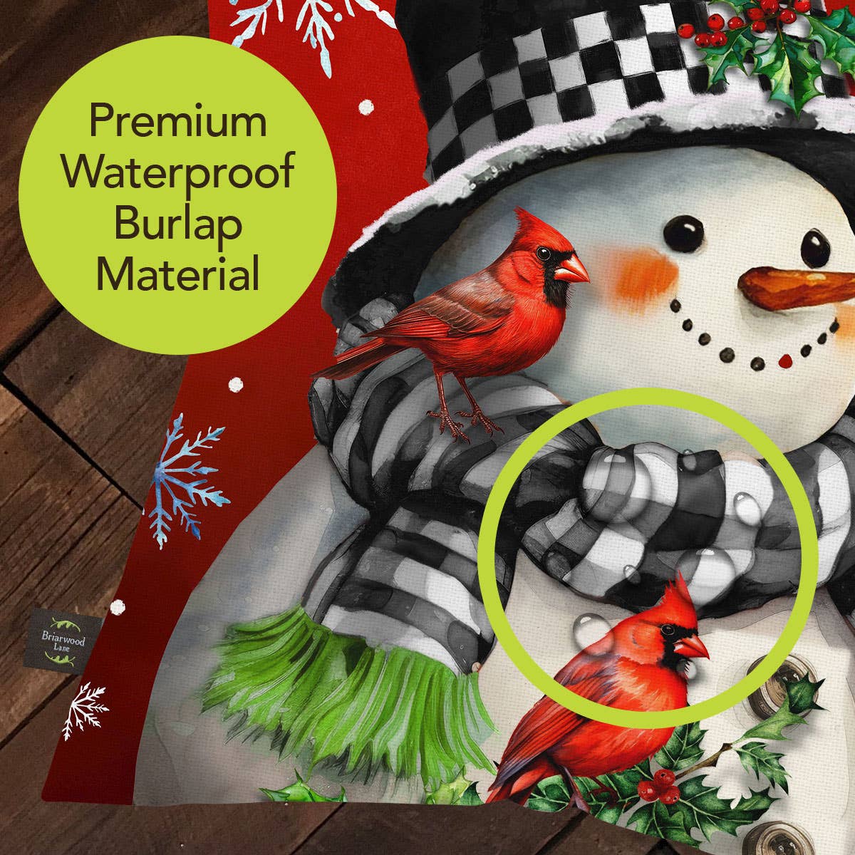 Briarwood Lane - Wholesale Throw/Decorative Pillow - Snowman With Cardinals Indoor/Outdoor Pillow3