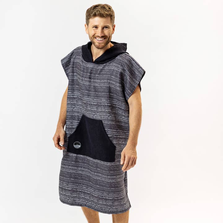 Surf Poncho Dark Mind - for women & men - made from quick-drying and ultra-light microfiber for wholesale by WOODSANDWAVES