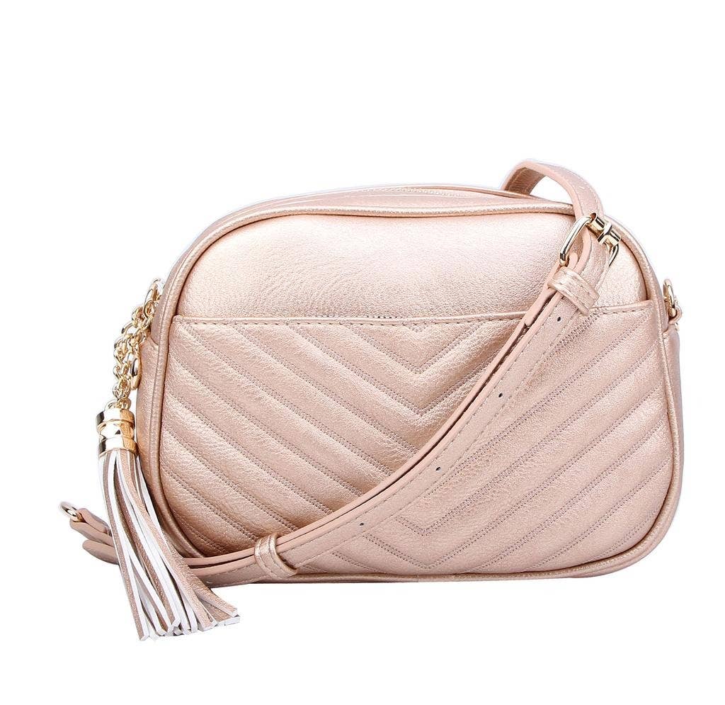 MiMi Wholesale - Vente Sac à bandoulière – femme - Sac à bandoulière Veronica à pompons cousus en V avec fermeture éclair13