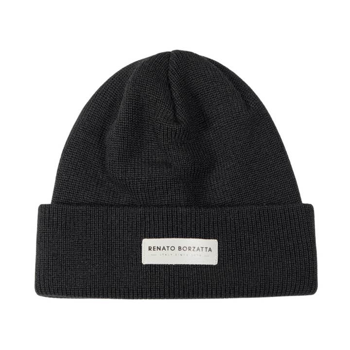 RB5001A | Double-layer Knit Hat MONVISO Wool Blend Made in Italy. Color Black - One Size for wholesale by Kaili mood / RENATO BORZATTA - Italy since 1978 -