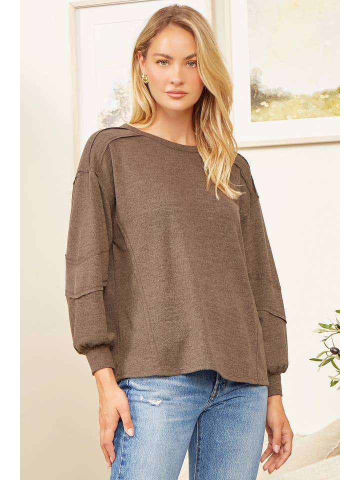 Andrée by Unit - Wholesale Shirt - Women's - Round Neck Hacci Top MHS48
