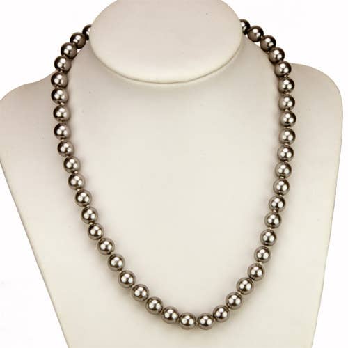EHAWA - Wholesale Beaded/Pearl Necklace - Special Price: Necklace Mother of Pearl, Silver, AB, 8mm0