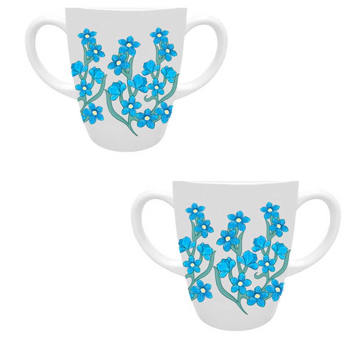 Two Handled Mug - Light Blue Floral - Pack of 2 for wholesale by Rosa Lifestyle