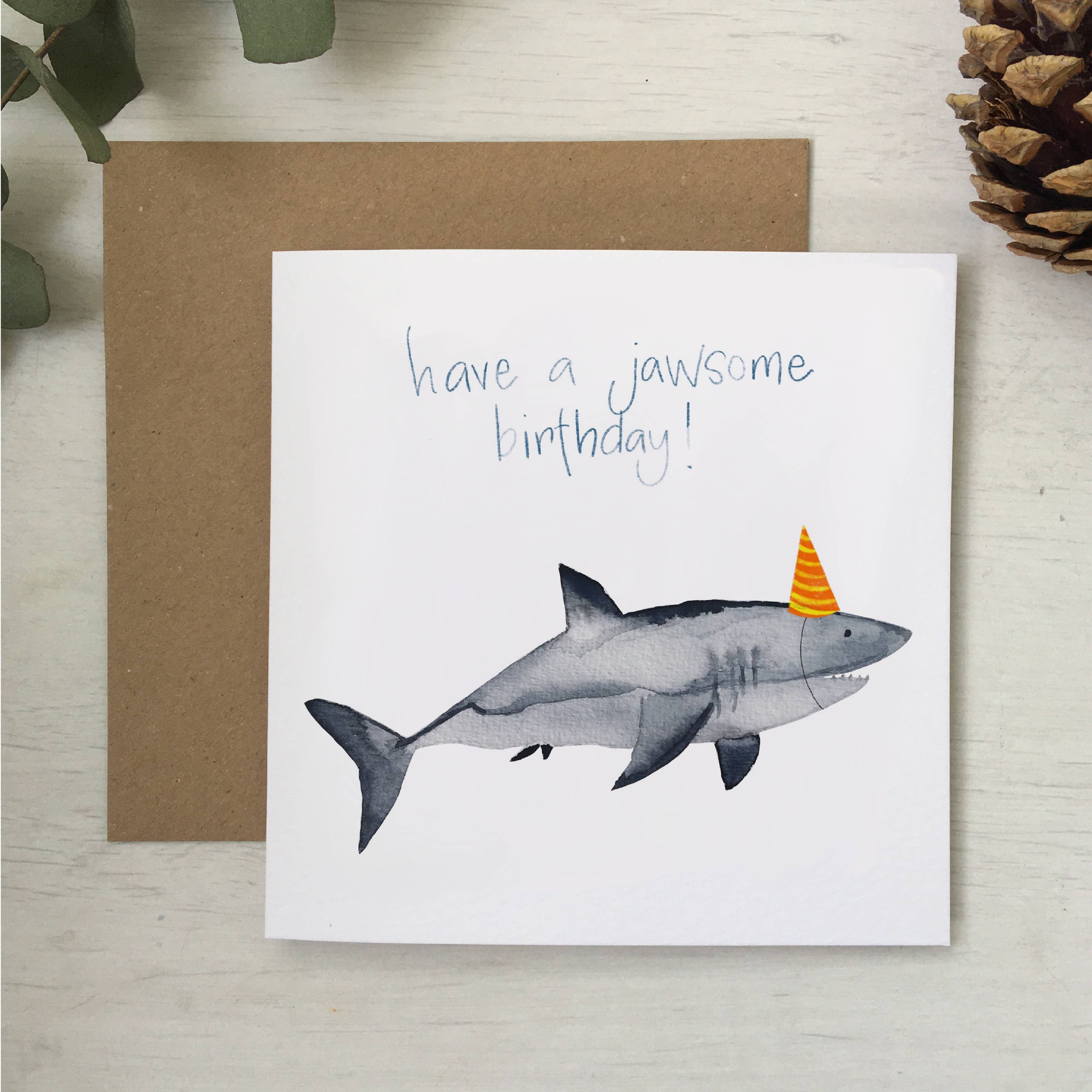 And Hope Designs - Cards, Stickers & Stationery - Wholesale Birthday Card - Shark pun birthday card, funny kids birthday card, animals