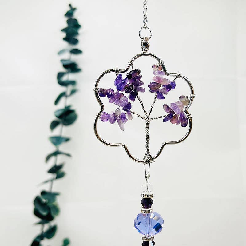 GemMeet - Wholesale Suncatcher - Amethyst Tree Of Life Sun Catcher Wind Chime 15