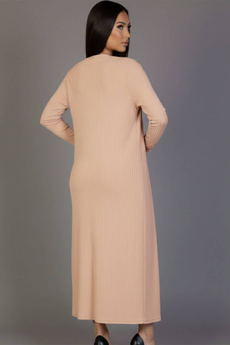 CAPELLA APPAREL - Wholesale Dress - Women's - Ribbed Cardigan & Cami Midi Bodycon Dress17