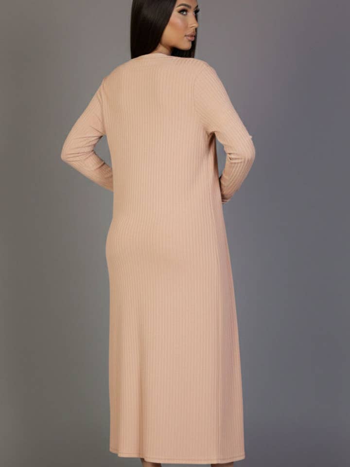 CAPELLA APPAREL - Wholesale Dress - Women's - Ribbed Cardigan & Cami Midi Bodycon Dress17