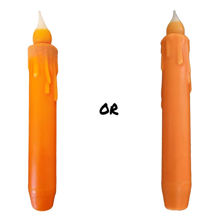 Small Town Dusk - Wholesale Flameless Candle - 7" Solid Orange LED Battery Operated Timer Taper Candles