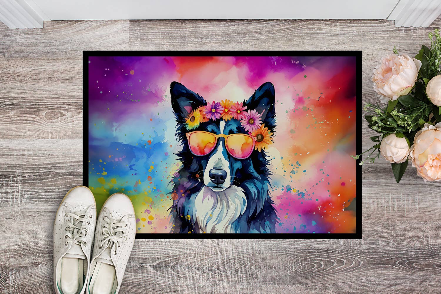 Caroline's Treasures – wholesale Dörrmatta – Border Collie Hippie Dawg Dörrmatta 18x27 DAC24660