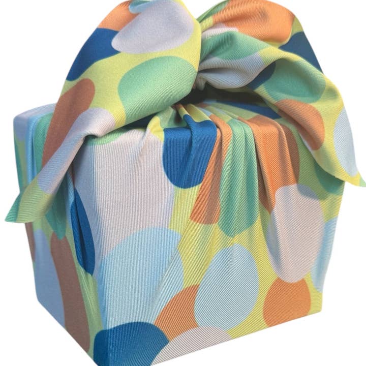 Shiki Wrap - Wholesale Flat Wrap - Set of 3 (S, L, XL) Reusable Cloth Furoshiki Gift Wrap | Polka Dot & Deep Blue4